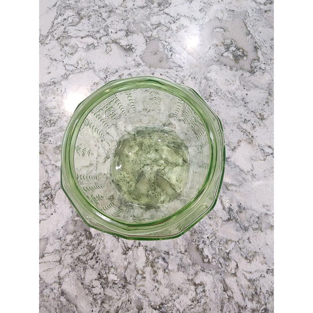 VTG 1930s Green Princess Biscuit Cookie Jar No Lid Uranium Glass - Picture 3 of 7